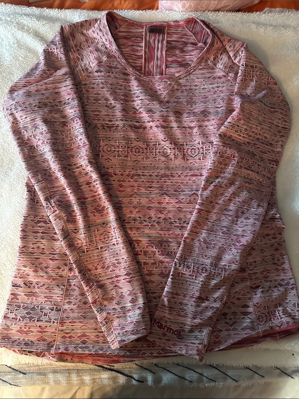Marmot Women's Pink Multi-Pattern Long Sleeve Pullover